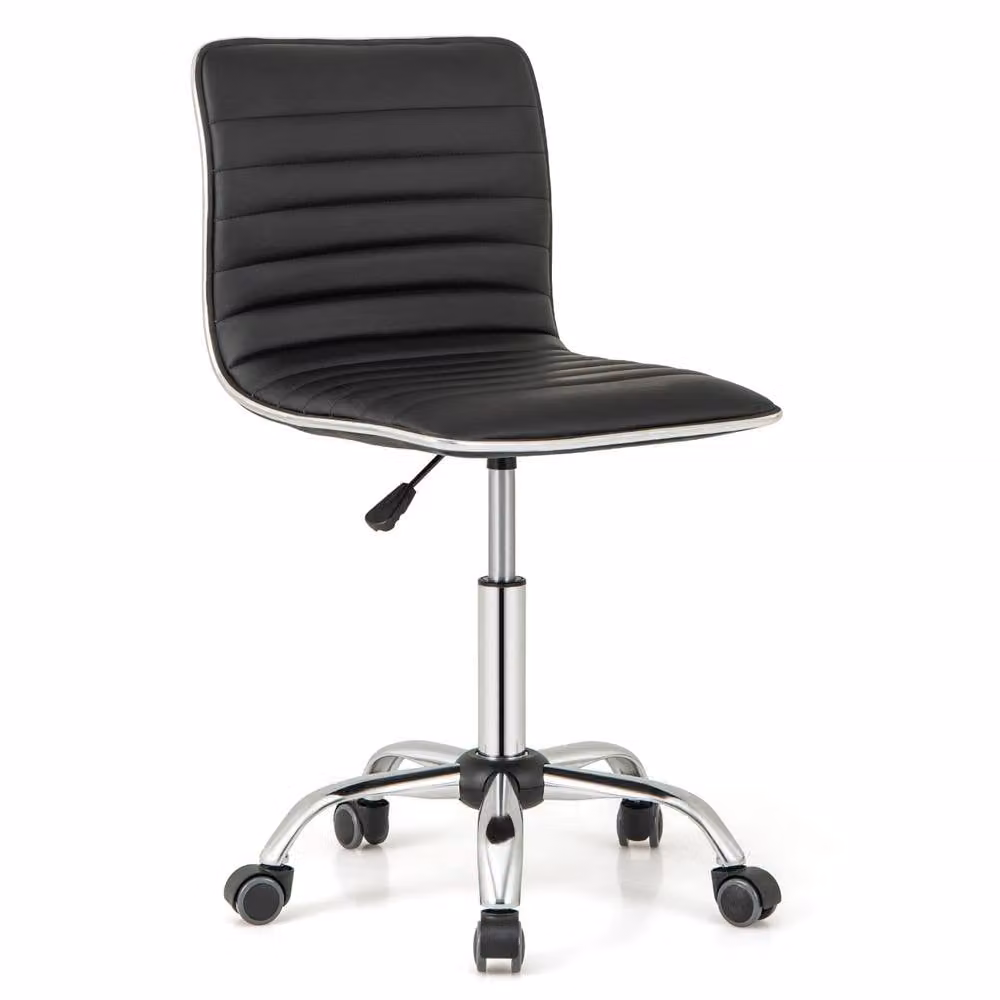 Costway Black Synthetic Leather Adjustable Task Chair with Swivel Seat and Castors – 3
