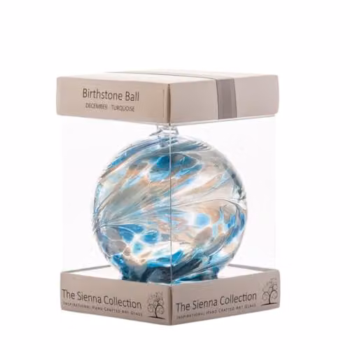Sienna Glass Birthstone Ball December Turquoise Blue Topaz Round Hanging Glass Bauble Ornament – 1