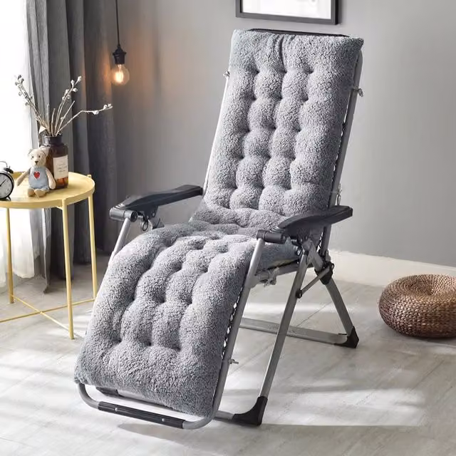 Livingandhome Sherpa Fleece Chair Pad with Non-Slip Base, Grey, W: 170 cm