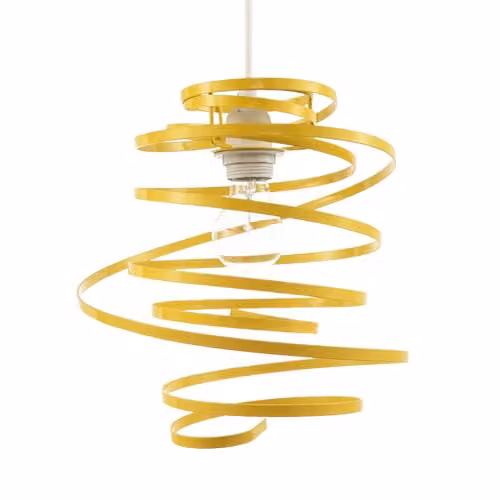Happy Homewares Modern Yellow Gloss Metal Double Ribbon Spiral Swirl Ceiling Light Pendant Shade, Diameter: 23 cm