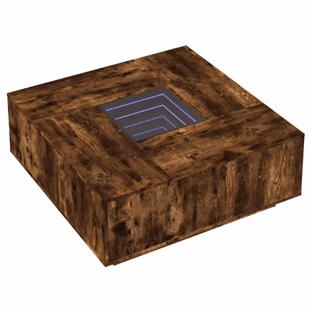 Berkfield Home Infinity LED Coffee Table in Smoked Oak Brown, W: 100 cm, D: 100 cm, H: 40 cm – 3