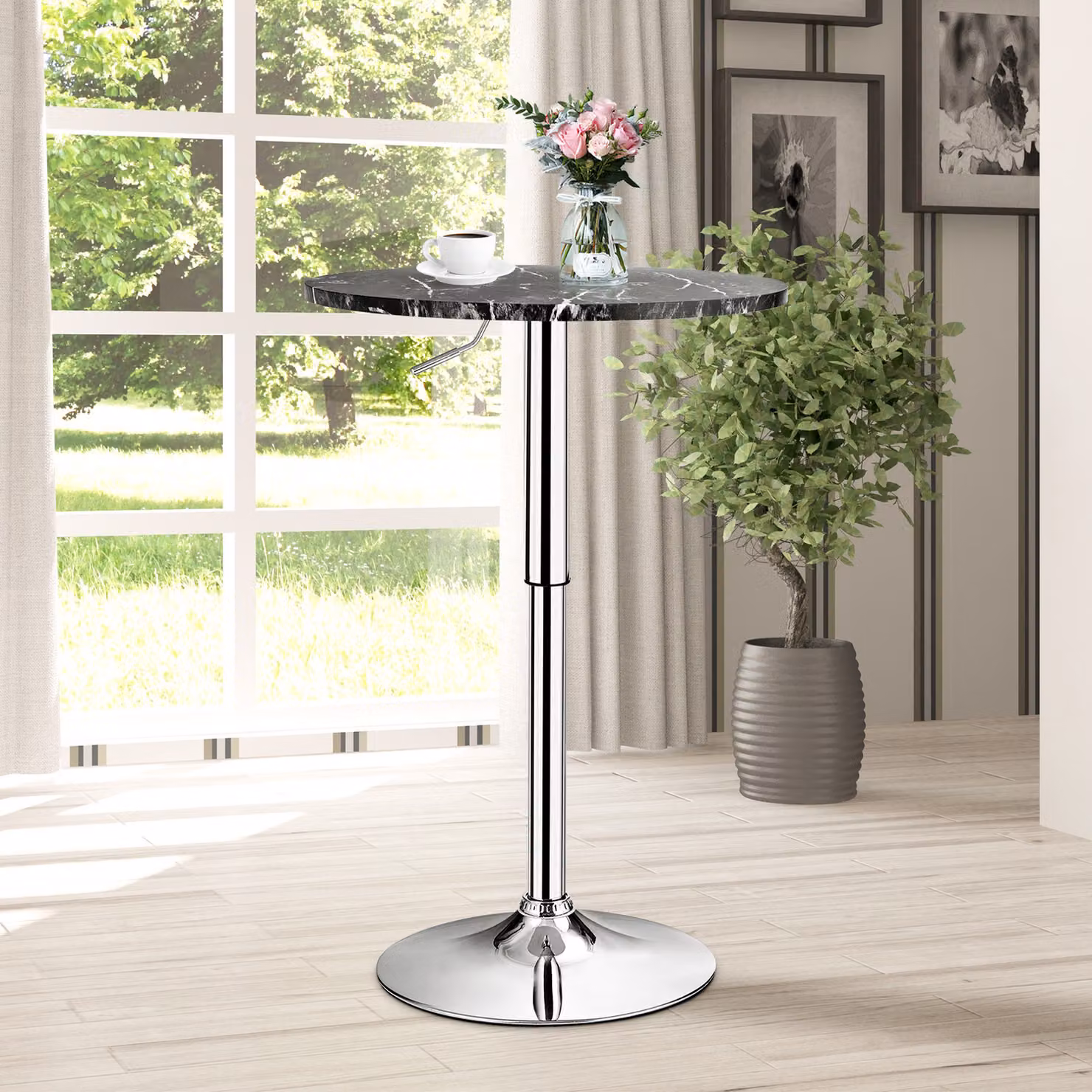 Costway Height Adjustable Swivel Counter Table in Black – 2
