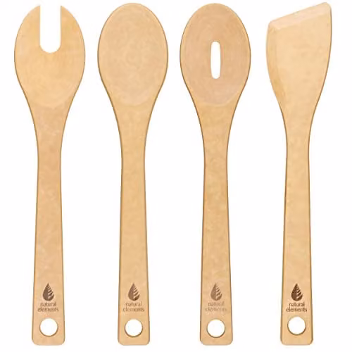 Natural Elements 4-Piece Wood Fibre Kitchen Utensil Set in Brown