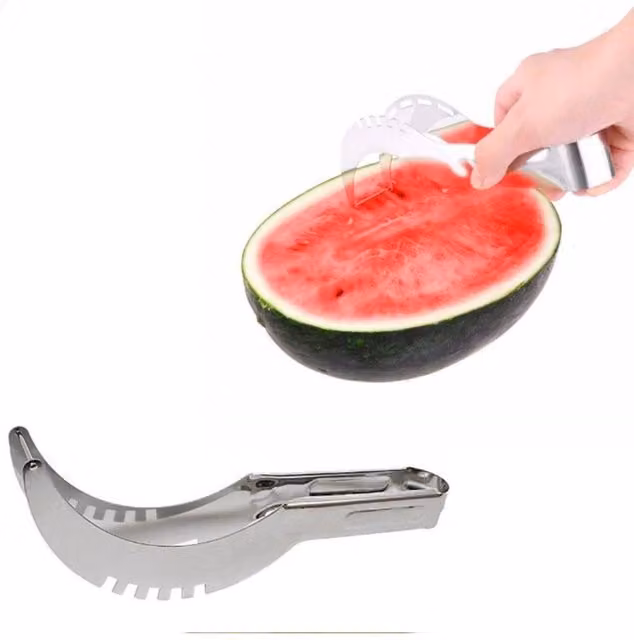 KDMD Stainless Steel Watermelon Slicer and Corner Server Tool in Silver