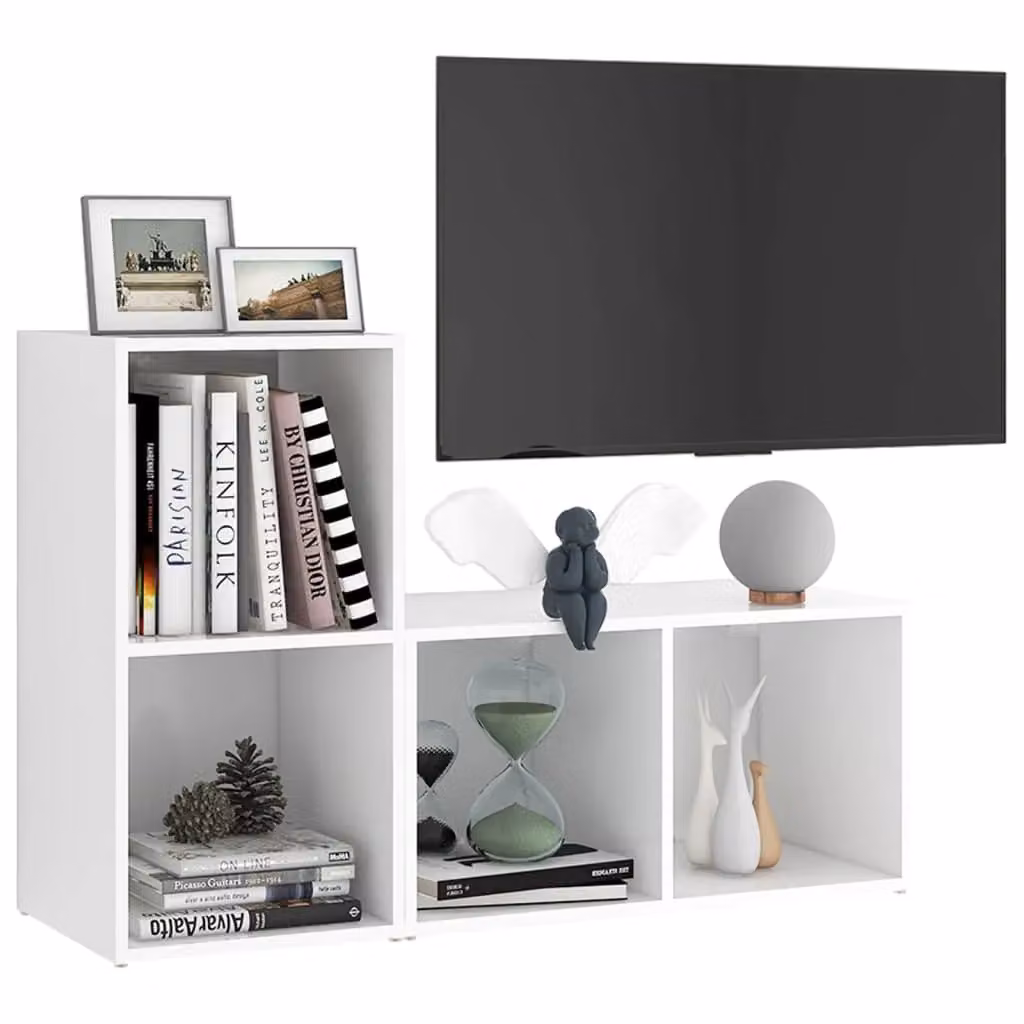 Berkfield Home Set of 2 White Matt MDF TV Cabinets, W/D/H: 72 x 35 x 36.5 cm – 3