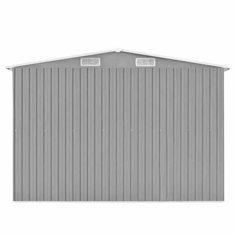 Berkfield Metal Garden Shed in Grey with Sliding Doors and Side Vent, W: 392 cm, D: 257 cm, H: 181 cm