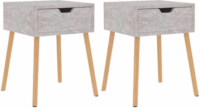 Berkfield Home Set of 2 Modern Bedside Cabinets in Concrete Grey, W/D/H: 40 x 40 x 56 cm – 1