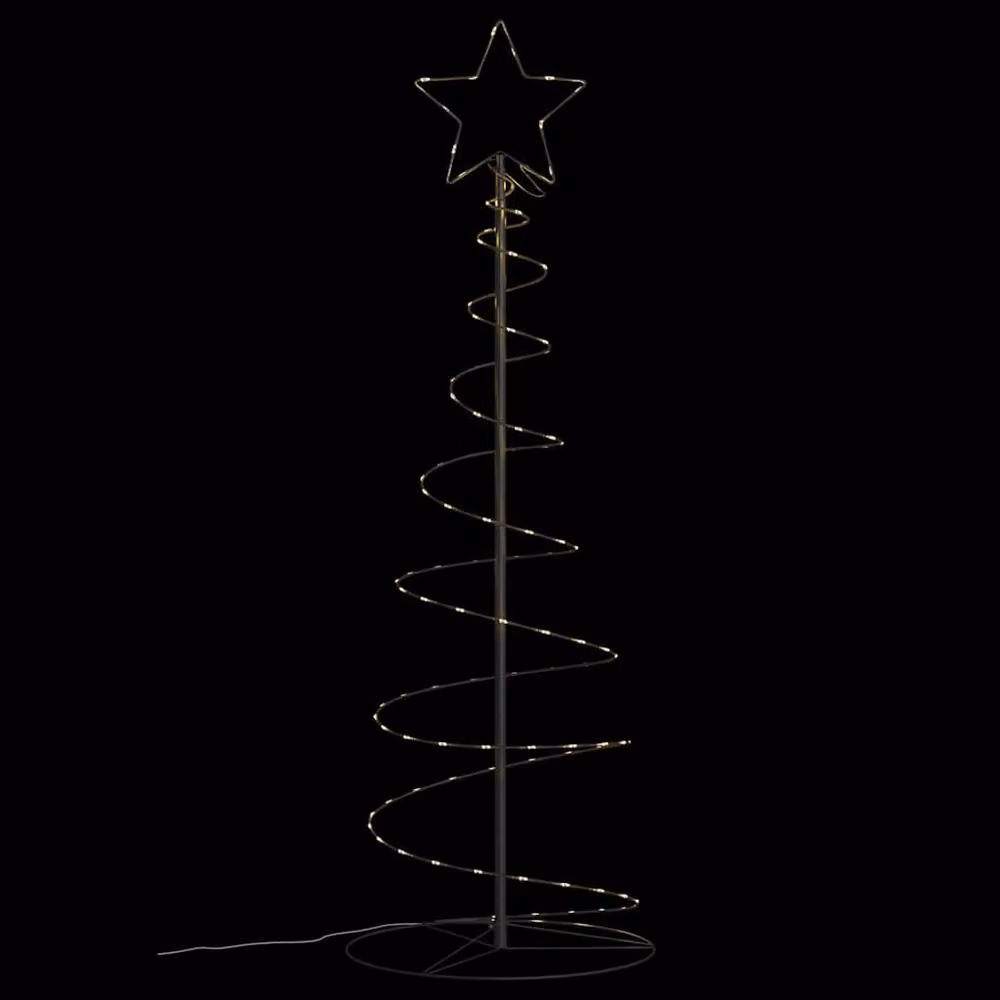 Berkfield Home Christmas Tree Light Cone with 100 Warm White LEDs, Height: 150 cm, Black – 3