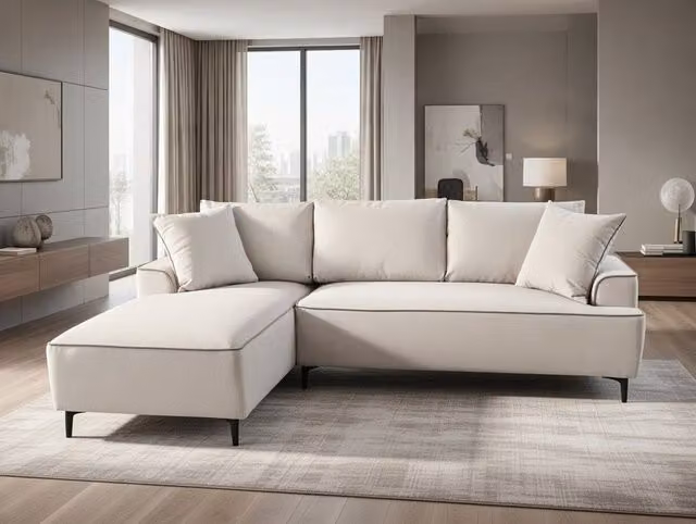 DS Living The Milano Edge 3 Seater Right Hand Corner Sofa in Beige