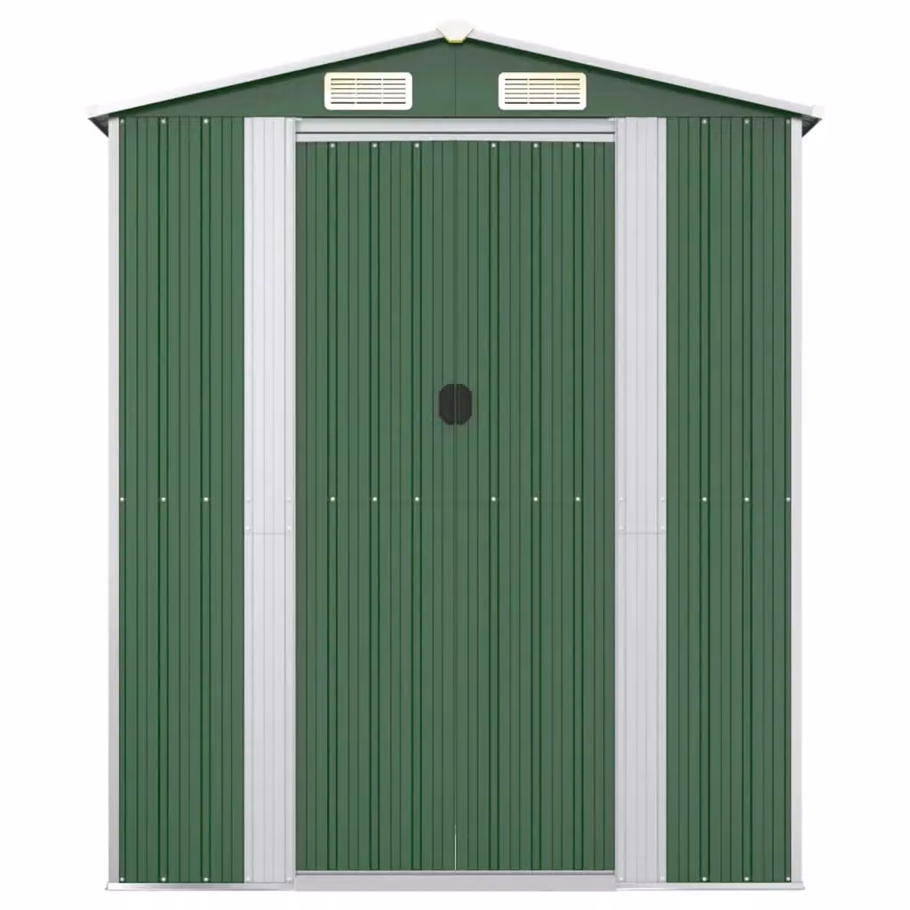 Berkfield Home Green Galvanised Steel Garden Shed with Sliding Doors and Side Vent, W/D/H: 772 x 192 x 223 cm – 3