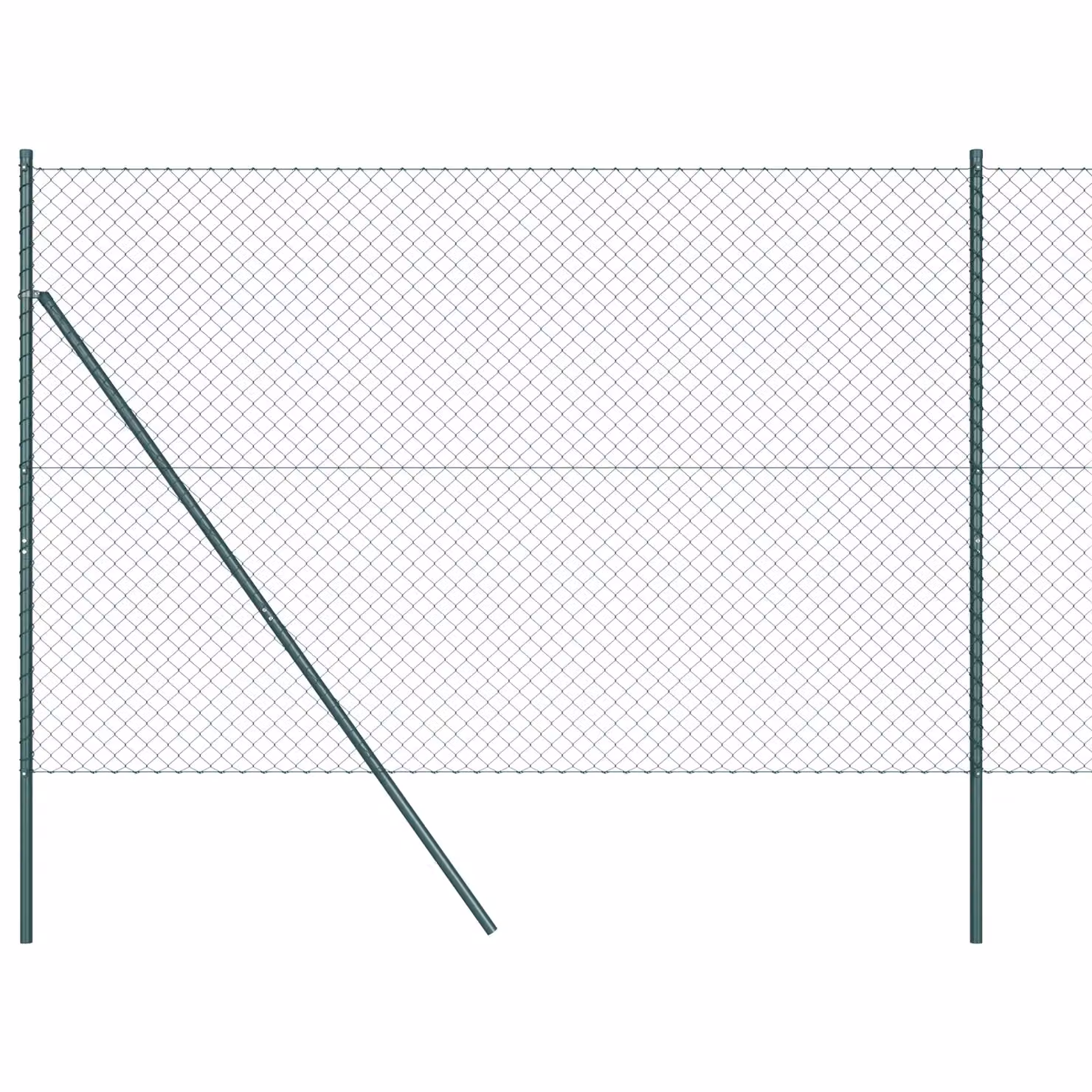 Berkfield Home Green Powder-Coated Galvanised Steel Chain Link Fence with 7 Round Posts, 1.6 m x 10 m – 2