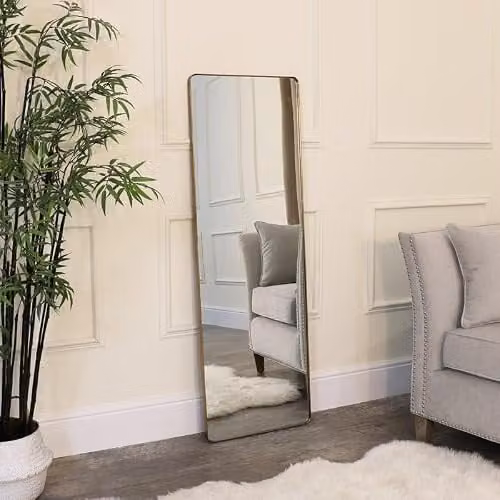 Melody Maison Rectangular Wall and Leaner Mirror in Gold, W: 47 cm, H: 142 cm