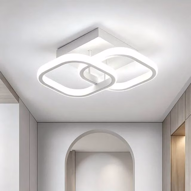 Goeco Modern Square LED Ceiling Light, 22W, Cool White, W/D/H: 23.5 x 23.5 x 9.5 cm