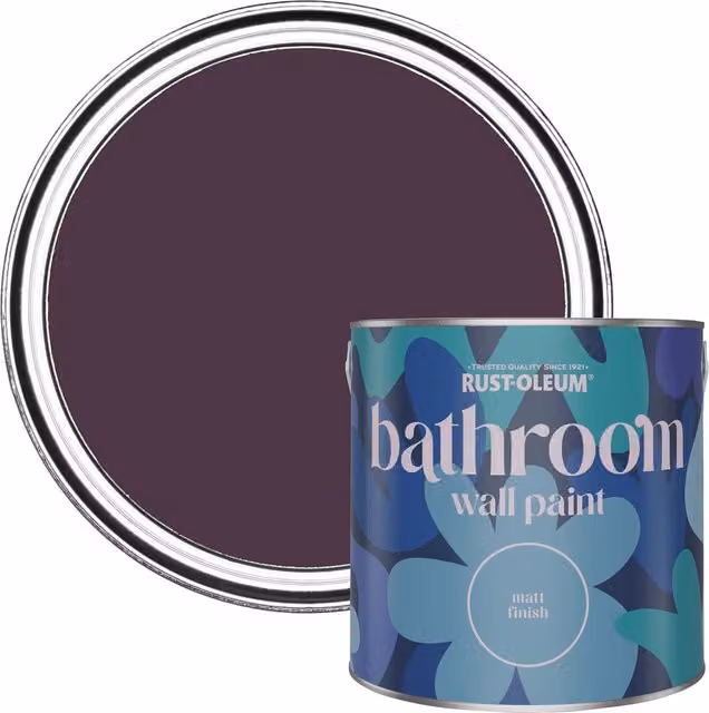 Rust-Oleum Purple Matt Water-Based Bathroom Wall and Ceiling Paint, 2.5L – 1