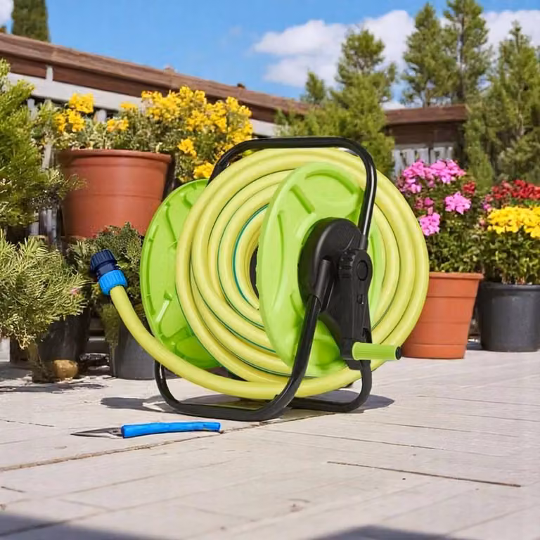 EONLION Freestanding Garden Hose Pipe Reel with Handle in Green