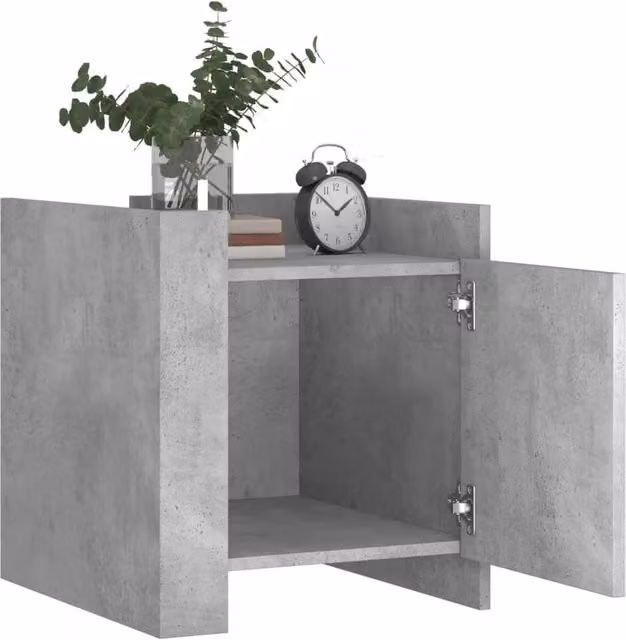 Berkfield Home Decorative Bedside Cabinet in Concrete Grey, W/D/H: 45 x 50 x 50 cm