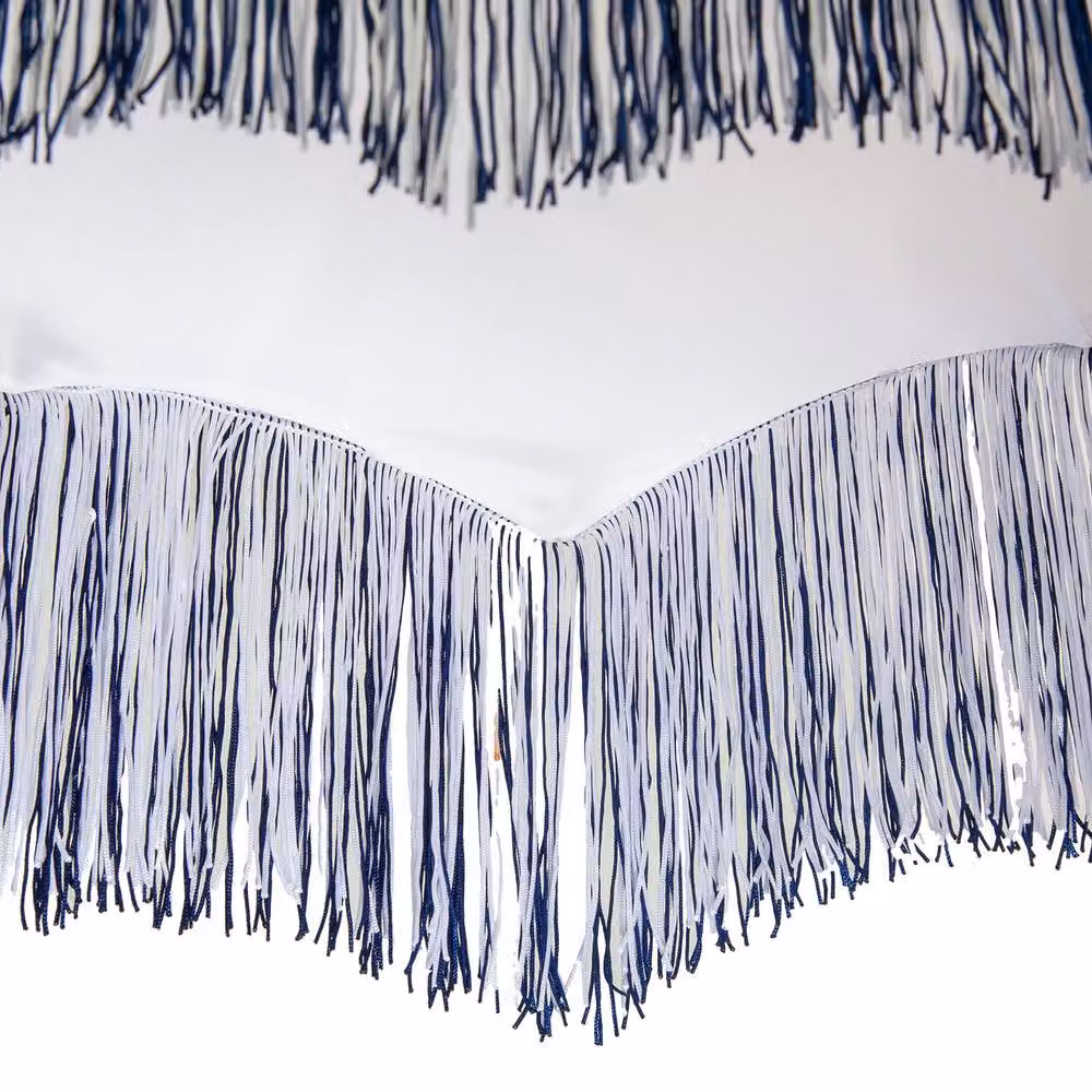 Happy Homewares Victorian Velvet Dome Lampshade with Cream Floral Pattern and Blue, White and Beige Tassels, Diameter: 30 cm – 3