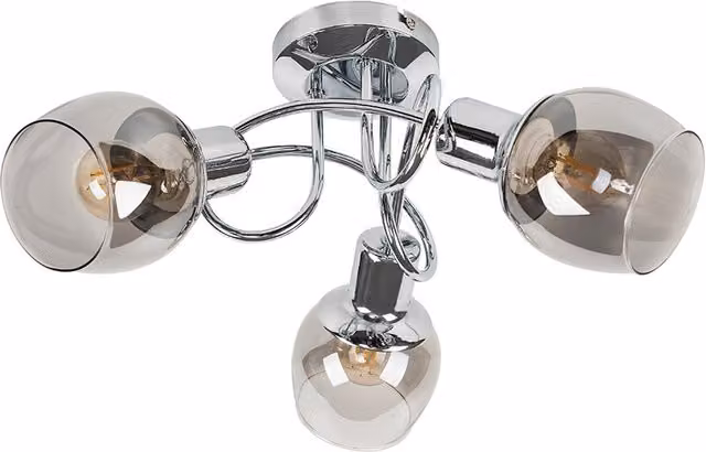 ValueLights Zarah 3 Way Silver and Chrome Metal Ceiling Bar Light with Smoked Glass