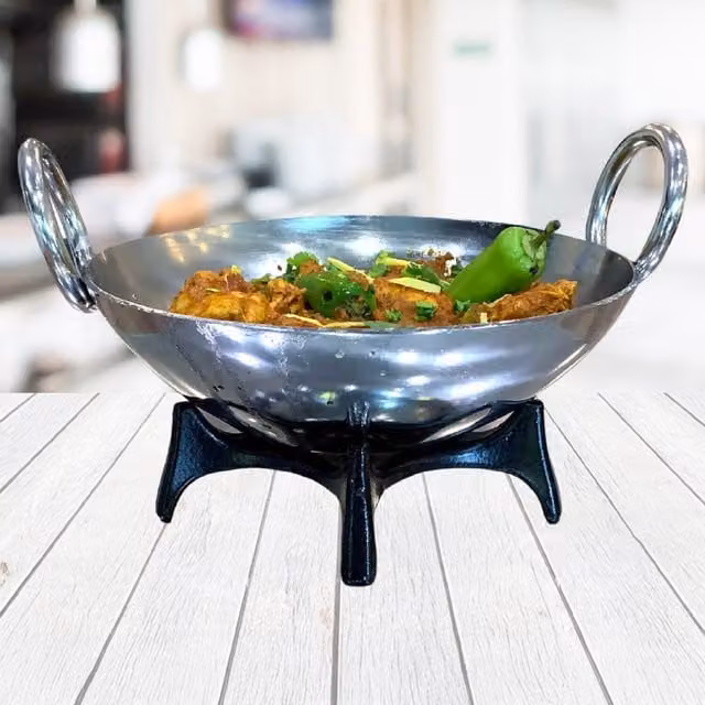 Buckingham Stainless Steel Karahi Wok Cookware Pan, Silver