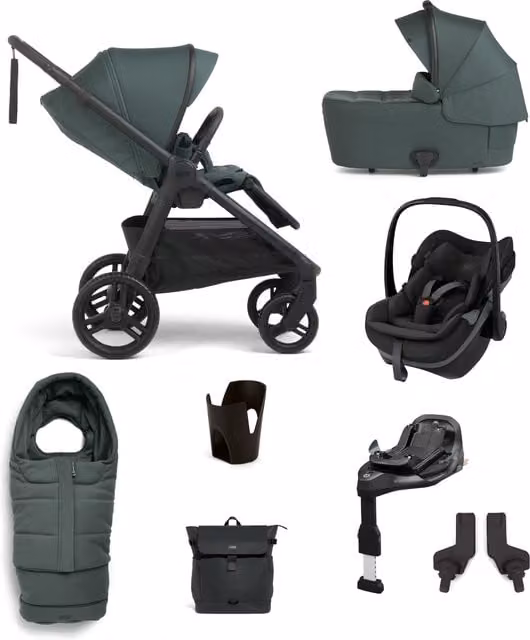 Mamas & Papas Ocarro 2 Pushchair Bundle with Maxi-Cosi Pebble Slide Pro Car Seat and Base, 8 Pieces, Petrol and Brown