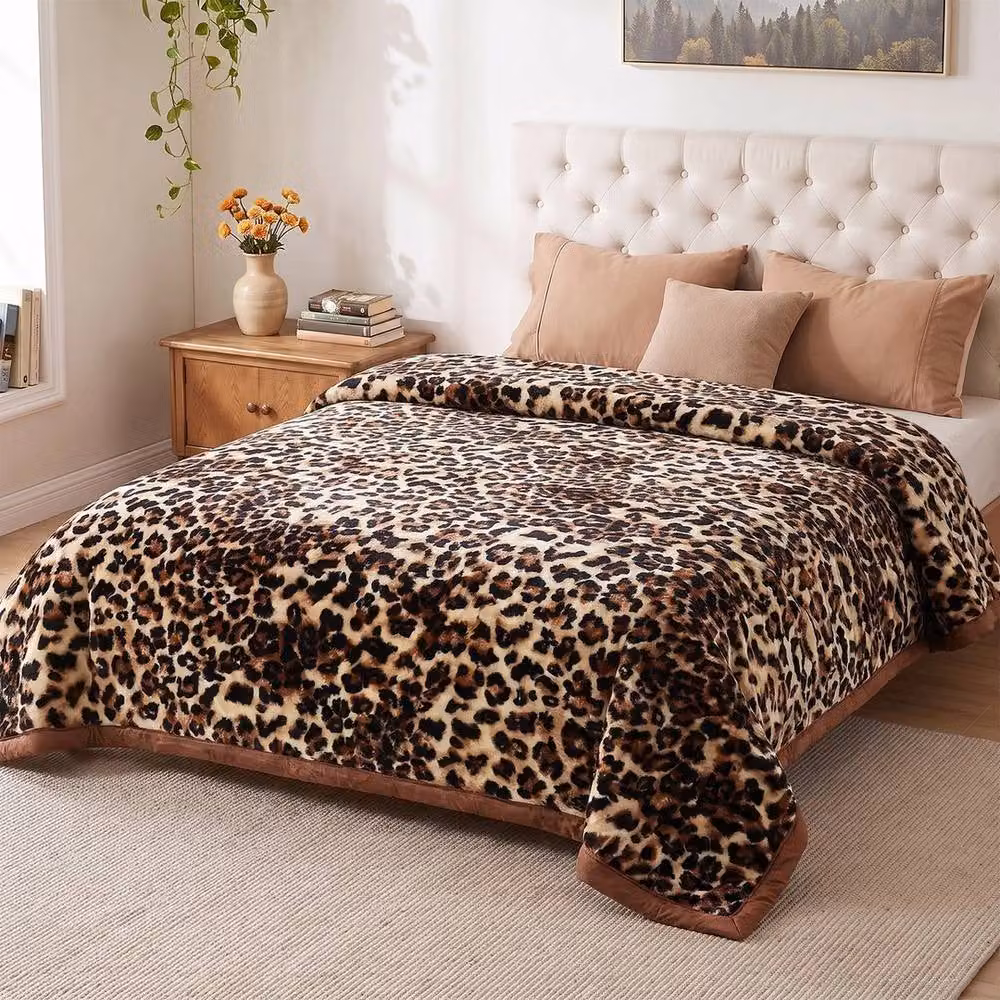 SPETLEK Leopard Print Super Soft Fluffy Bed Blanket in Brown and Multicolour, W/D/H: 120 x 150 cm – 2