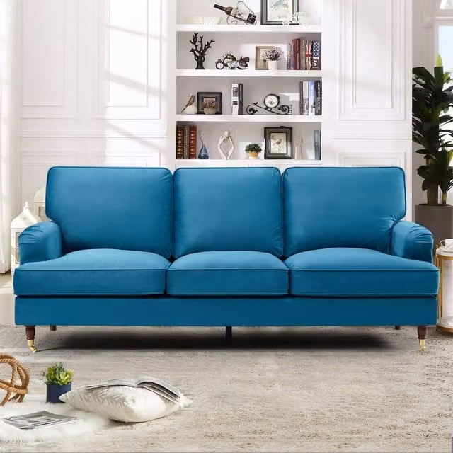 Artemis Home Woodbury 3 Seat Velvet Fabric Sofa in Petrol, Width: 218 cm