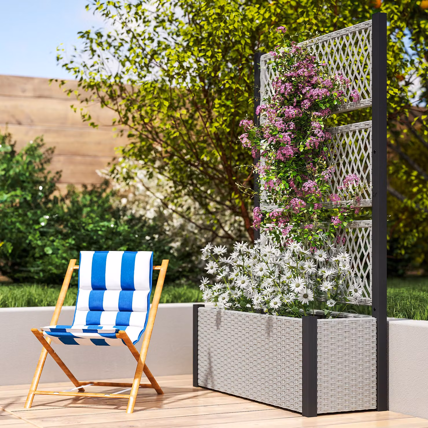 Outsunny Garden Planter Box with Trellis and Liner in Mixed-grey, W/D/H: 90 x 35 x 148 cm – 8