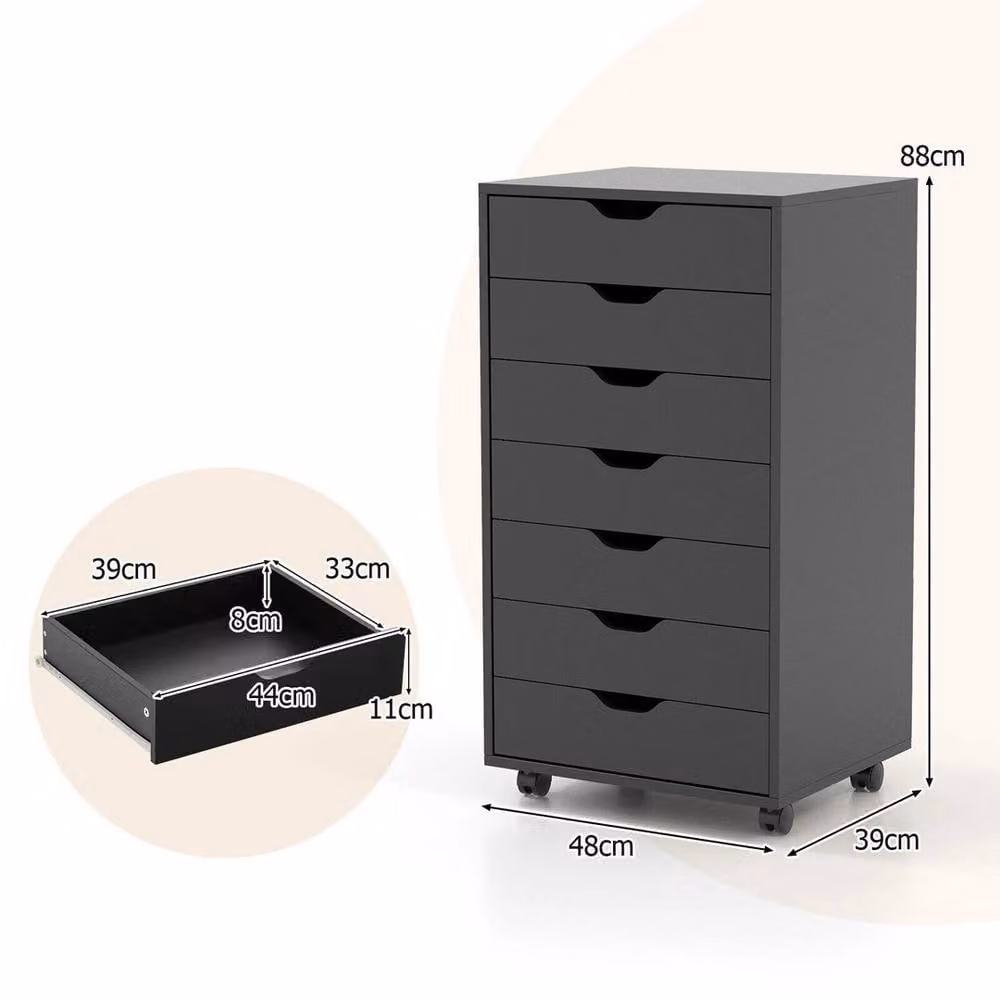 FORGEVIO 7-Drawer Mobile Storage Cabinet and Dresser Organizer in Black – 2