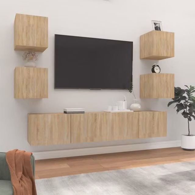 Berkfield Home 6 Piece Sonoma Oak TV Cabinet Set in Brown