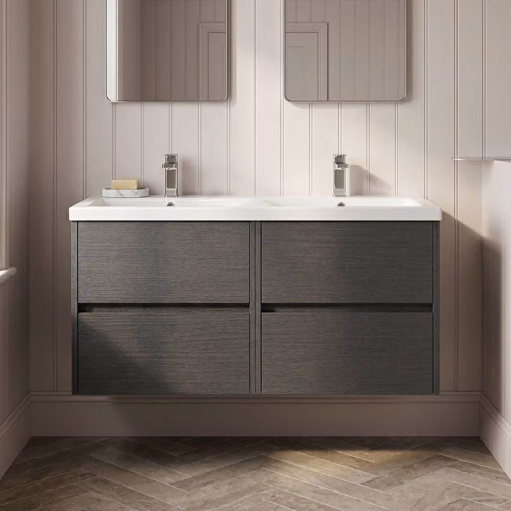 Balterley Chartley 4 Drawer Wall Hung Vanity Basin Unit, Graphite Grey, W: 120 cm – 2
