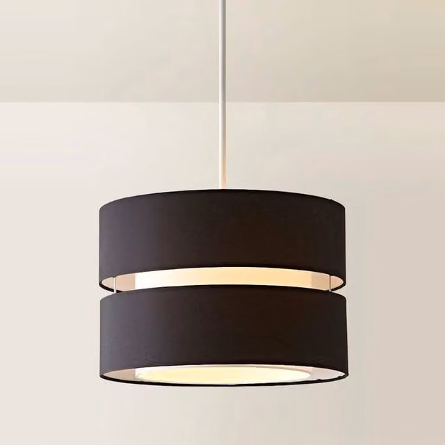 FORGEVIO Modern Black Fabric Drum Cylinder Light Shade – 1