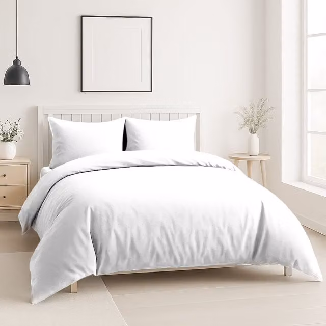 Snug City White 200 Thread Count Cotton Percale Duvet Cover and Pillowcase Set, Single, W/D/H: 135 x 220 cm and 48 x 74 cm – 1