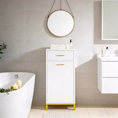 Hygrad Built to Survive Freestanding Tilt-Out Laundry Hamper Cabinet with Drawer, White, H 95.0 cm x W 40.0 cm x D 40.0 cm – 2