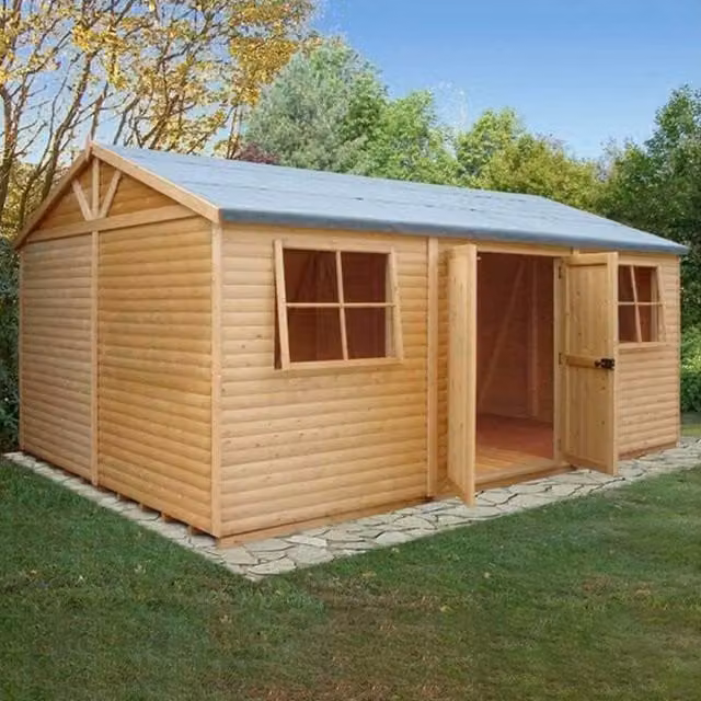 Shires Mammoth Loglap Shiplap Garden Shed with Double Doors and Two Windows in Brown – 1