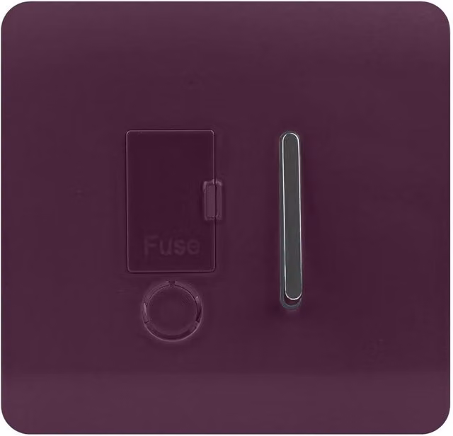 Trendi Switch Modern Glossy Single 13 A Fused Spur Connection Unit with Flex Outlet and Chrome Rocker in Plum Purple – 1