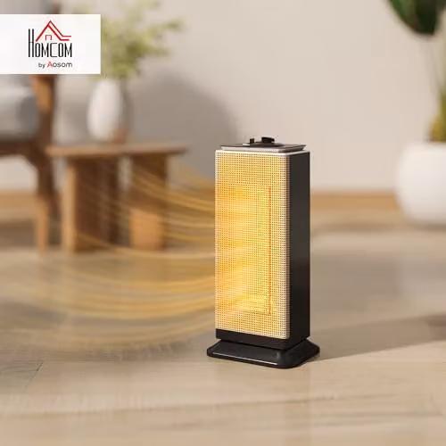 HOMCOM 2000W Ceramic Fan Heater with Adjustable Thermostat and Overheat Protection, Black – 2