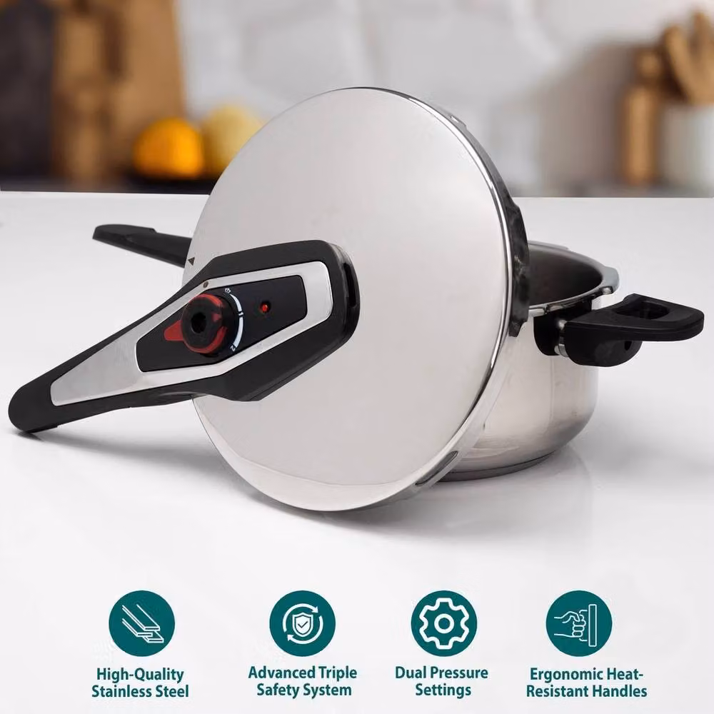 SPETLEK 4 Litre Dual Handle Stainless Steel Pressure Cooker in Silver – 4