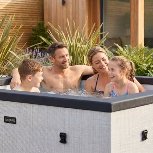 Summer Waves Wave Garda 4 Person Eco Foam Hot Tub in Pebble White with 70 BubbleJet Massages and WiFi App Control – 3