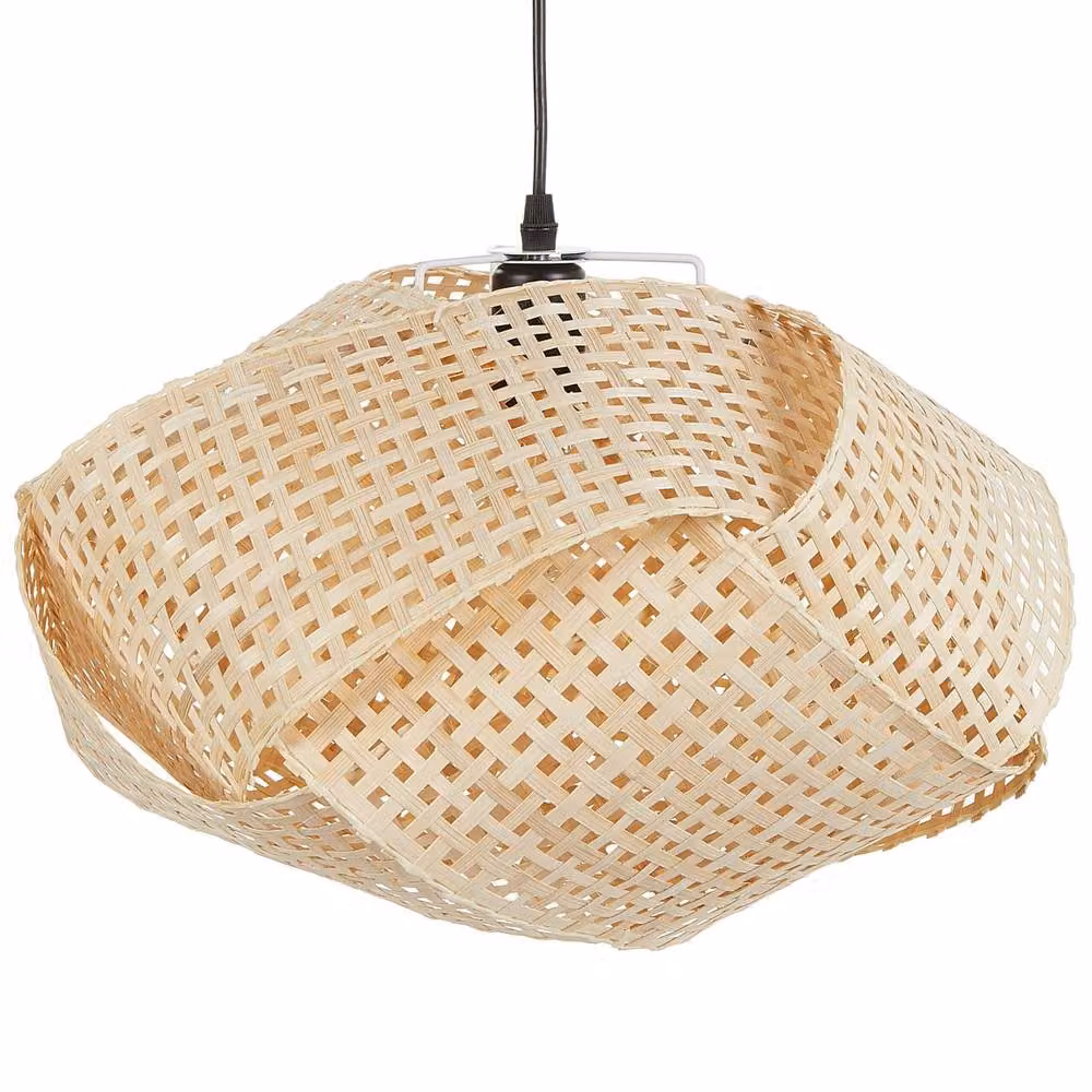 Wyld and Coco Bamboo Pendant Lamp in Beige with Natural Woven Shade, Diameter: 45 cm – 2