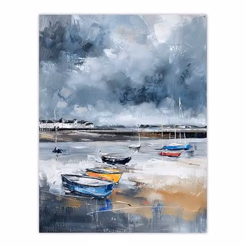 Artery8 Yorkshire Coast Fishing Boats Wall Art Poster Print, Multicolour, W: 46.0 cm, H: 116.8 cm – 1
