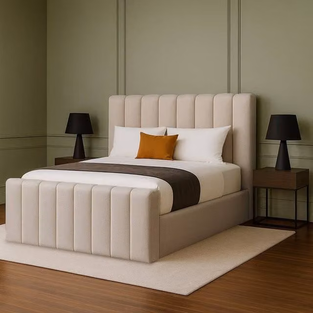 Desire Deco Selena Upholstered Plush Velvet Ottoman Storage Bed Frame in Light Beige, Super King, W/D/H: 200 x 200 x 124.46 cm – 1