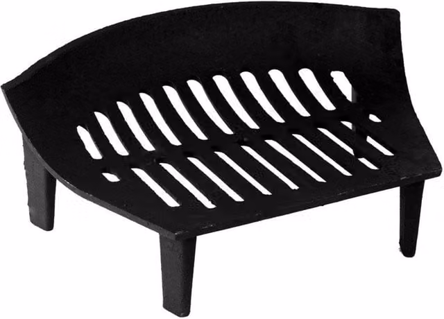 FORGEVIO Medium Bow Front Cast Iron Fire Grate in Black, W: 100 cm, D: 52 cm, H: 12 cm