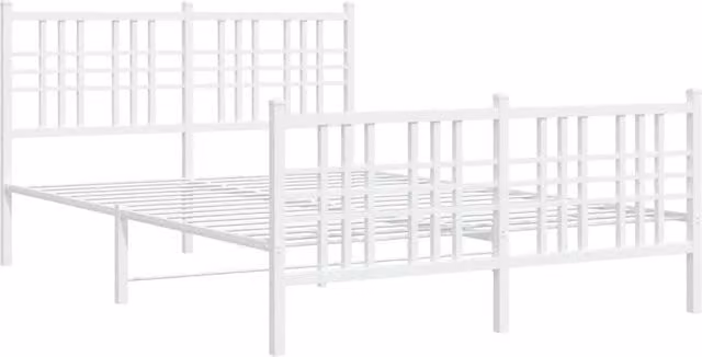 Berkfield Home Metal Bed Frame with Footboard in White, W/D/H: 137 x 190 x 90 cm