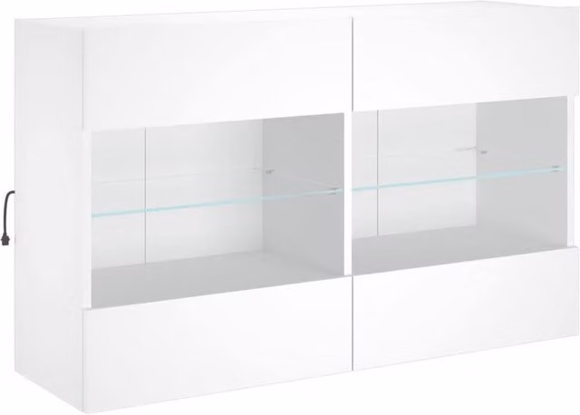 Berkfield Home Modern TV Wall Cabinet with LED Lights, White, W: 98.5 cm, D: 30 cm, H: 60.5 cm