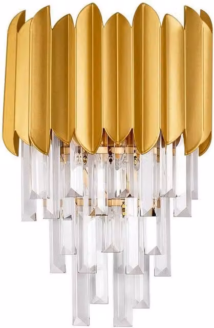 Netlighting Magnolia Gold and Brass Wall Lamp with Crystal and Metal Details, E14