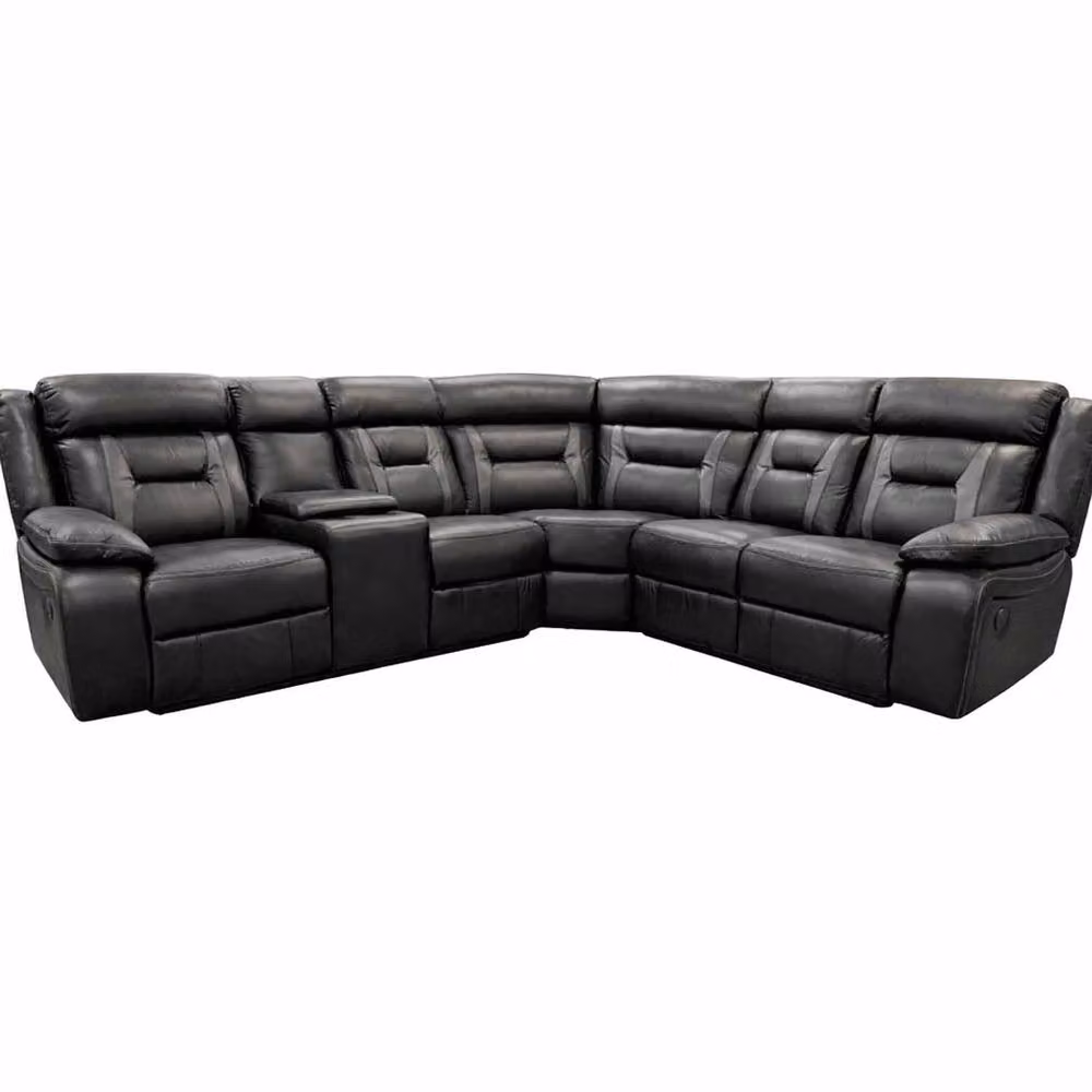 Furnishings For Less UK Nova Black Electric Reclining L-Shape Corner Sofa with USB Charging and Cup Holders – 4