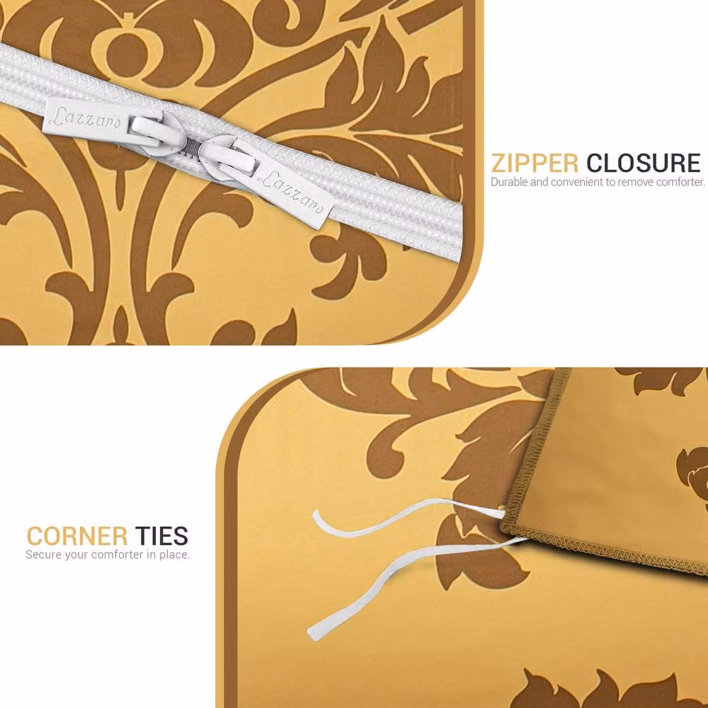 Grace Oeko-Tex Certified Ultrasoft Mako Satin Duvet Cover and Pillowcase Set in Gold, Super King, 200 x 200 cm – 5