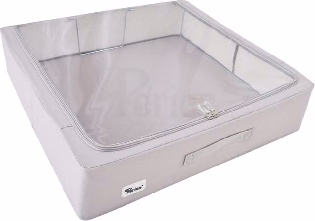 Periea Grey Foldable Underbed Storage Box with Metal Frame and Handles, 50l
