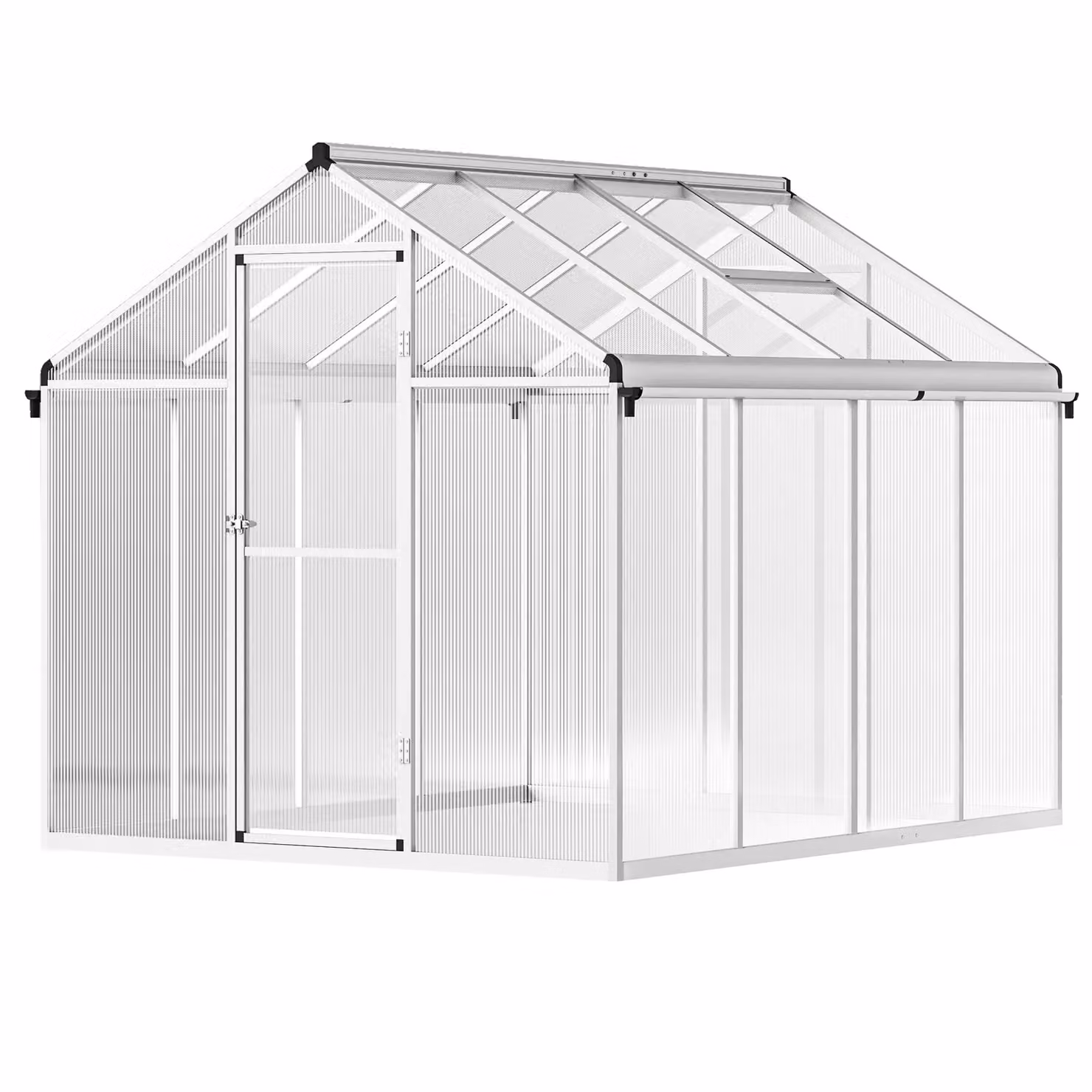 OUTSUNNY Aluminium Greenhouse with Door, Window and Galvanised Base, Clear Polycarbonate Panels, W/D/H: 243.5 x 195.0 x 192.0 cm – 2