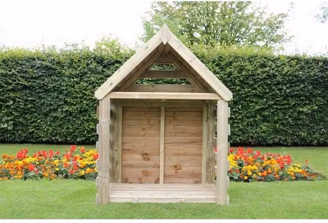Churnet Valley Garden Furniture Ltd Buttercup Deluxe Wood Firewood Log Store and Kindling Shelter in Brown, W/D/H: 120 x 60 x 180 cm
